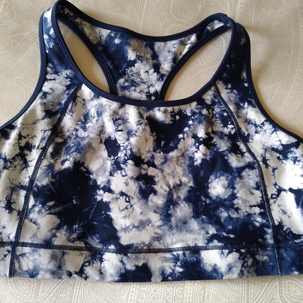 Torrid Active Blue Tie-Dye Sports Bra